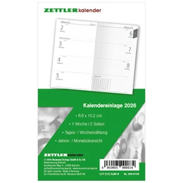 Abbildung von Zettler Kalender | Kalender-Ersatzeinlage 2026 - für den Taschenplaner Typ 560 - 8,8x15,2 cm - 1 Woche auf 2 Seiten - separates Adressheft - Notizheft - 560-6198 | 1. Auflage | 2025 | beck-shop.de