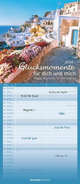 Abbildung von Alpha Edition | Glücksmomente für dich und mich 2026 - Familien-Timer 19,5x45 cm - 2 Spalten - Wand-Planer - viel Platz für Eintragungen - Familienkalender - Alpha Edition | 1. Auflage | 2025 | beck-shop.de