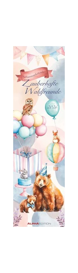 Abbildung von Geburtstagskalender Zauberhafte Waldfreunde 2026 - Streifen-Kalender 9,5x33 cm | 1. Auflage | 2025 | beck-shop.de