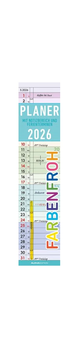 Abbildung von Alpha Edition | Planer Farbenfroh 2026 - Streifen-Kalender 11,3x49x5 cm - Küchenkalender - Wandplaner - Alpha Edition | 1. Auflage | 2025 | beck-shop.de
