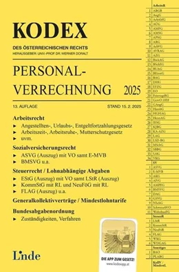 Abbildung von Seebacher / Doralt | KODEX Personalverrechnung 2025 | 13. Auflage | 2025 | beck-shop.de