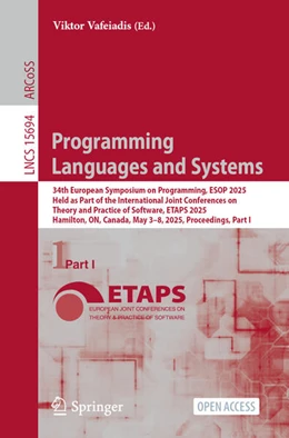 Abbildung von Vafeiadis | Programming Languages and Systems | 1. Auflage | 2025 | beck-shop.de