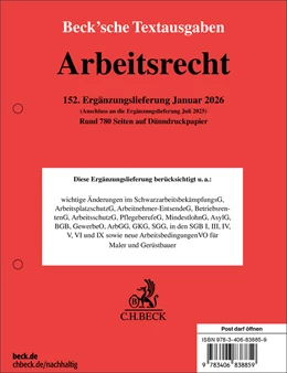 Abbildung von Arbeitsrecht: 152. Ergänzungslieferung | 1. Auflage | 2026 | beck-shop.de