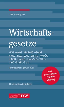 Abbildung von Institut der Wirtschaftsprüfer in Deutschland e. V. | Wirtschaftsgesetze 2025 mit MAIK (AI) | 41. Auflage | 2025 | beck-shop.de