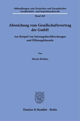 Abbildung von Richter | Abweichung vom Gesellschaftsvertrag der GmbH | 1. Auflage | 2025 | beck-shop.de