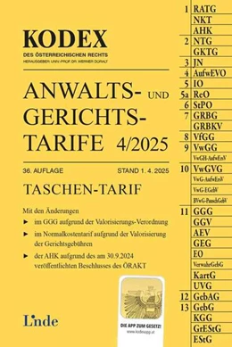 Abbildung von Dokalik / Doralt | KODEX Anwalts- und Gerichtstarife 4/2025 | 36. Auflage | 2025 | beck-shop.de