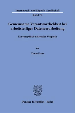 Abbildung von Ernst | Gemeinsame Verantwortlichkeit bei arbeitsteiliger Datenverarbeitung | 1. Auflage | 2025 | beck-shop.de