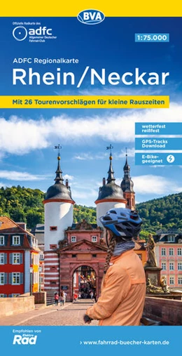 Abbildung von Allgemeiner Deutscher Fahrrad-Club e. V. (ADFC) / BVA BikeMedia GmbH | ADFC-Regionalkarte Region Rhein/Neckar, 1:75.000, mit Tagestourenvorschlägen, reiß- und wetterfest, E-Bike-geeignet, GPS-Tracks Download | 8. Auflage | 2025 | beck-shop.de