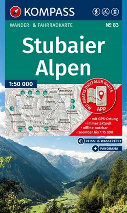 Abbildung von KOMPASS Wanderkarte 83 Stubaier Alpen 1:50.000 | 2. Auflage | 2025 | beck-shop.de