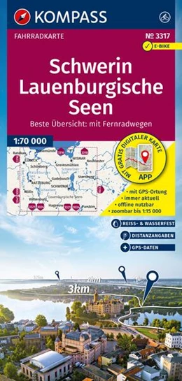 Abbildung von KOMPASS Fahrradkarte 3317 Schwerin, Lauenburgische Seen 1:70.000 | 2. Auflage | 2025 | beck-shop.de