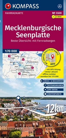 Abbildung von KOMPASS Fahrradkarte 3320 Mecklenburgische Seenplatte mit Knotenpunkten 1:70.000 | 2. Auflage | 2025 | beck-shop.de
