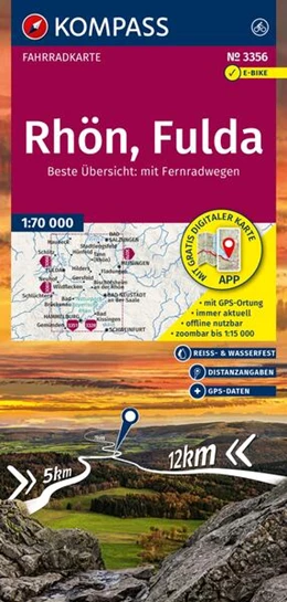 Abbildung von KOMPASS Fahrradkarte 3356 Rhön, Fulda 1:70.000 | 2. Auflage | 2025 | beck-shop.de