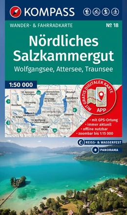 Abbildung von KOMPASS Wanderkarte 18 Nördliches Salzkammergut, Wolfgangsee, Attersee, Traunsee 1:50.000 | 2. Auflage | 2025 | beck-shop.de