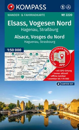 Abbildung von KOMPASS Wanderkarten-Set 2220 Elsass, Vogesen Nord, Hagenau, Straßburg / Alsace, Vosges du Nord, Haguenau, Strasbourg (2 Karten) 1:50.000 | 2. Auflage | 2025 | beck-shop.de