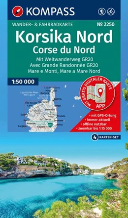 Abbildung von KOMPASS Wanderkarten-Set 2250 Korsika Nord, Corse du Nord, Weitwanderweg GR20 (3 Karten) 1:50.000 | 3. Auflage | 2025 | beck-shop.de