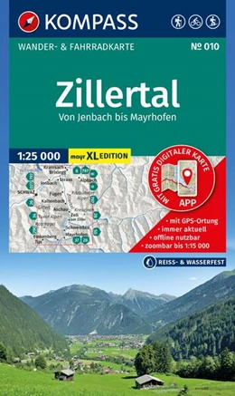 Abbildung von KOMPASS Wanderkarte 010 Zillertal - Von Jenbach bis Mayrhofen 1:25.000 | 1. Auflage | 2025 | beck-shop.de