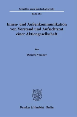 Abbildung von Voronov | Innen- und Außenkommunikation von Vorstand und Aufsichtsrat einer Aktiengesellschaft | 1. Auflage | 2025 | beck-shop.de