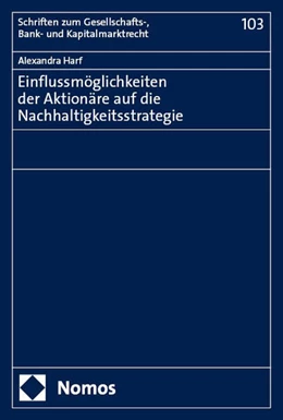 Abbildung von Harf | Einflussmöglichkeiten der Aktionäre auf die Nachhaltigkeitsstrategie | 1. Auflage | 2025 | beck-shop.de