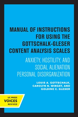 Abbildung von Louis / Winget | Manual of Instructions for Using the Gottschalk-Gleser Content Analysis Scales | 1. Auflage | 2023 | beck-shop.de