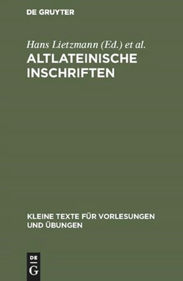 Abbildung von Altlateinische Inschriften | 5. Auflage | 2018 | beck-shop.de