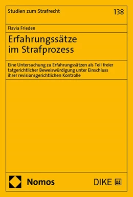 Abbildung von Frieden | Erfahrungssätze im Strafprozess | 1. Auflage | 2025 | 138 | beck-shop.de