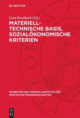Abbildung von Knobloch | Materiell-technische Basis, sozialökonomische Kriterien | 1. Auflage | 1980 | beck-shop.de