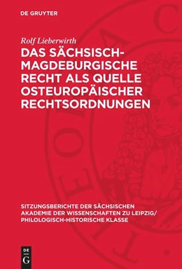Abbildung von Lieberwirth | Das sächsisch-magdeburgische Recht als Quelle osteuropäischer Rechtsordnungen | 1. Auflage | 1986 | beck-shop.de