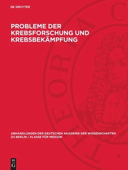 Abbildung von Probleme der Krebsforschung und Krebsbekämpfung | 1. Auflage | 1955 | beck-shop.de