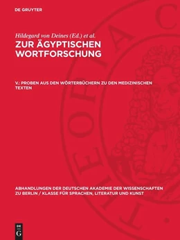 Abbildung von Deines / Westendorf | Proben aus den Wörterbüchern zu den medizinischen Texten | 1. Auflage | 1958 | beck-shop.de
