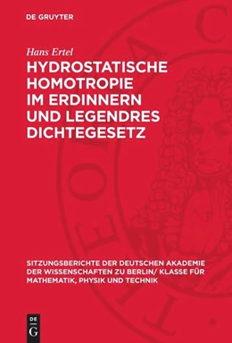 Abbildung von Ertel | Hydrostatische Homotropie im Erdinnern und Legendres Dichtegesetz | 1. Auflage | 1955 | beck-shop.de