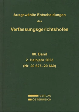 Abbildung von Verfassungsgerichtshof | Ausgewählte Entscheidungen des Verfassungsgerichtshofes 88. Band | 1. Auflage | 2025 | beck-shop.de
