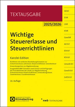 Abbildung von Wichtige Steuererlasse und Steuerrichtlinien 2025/2026 | 16. Auflage | 2025 | beck-shop.de