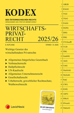 Abbildung von Doralt | KODEX Wirtschaftsprivatrecht 2025/26 - inkl. App | 8. Auflage | 2025 | beck-shop.de