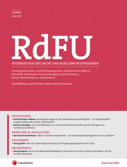 Abbildung von Deixler-Hübner / Schauer | RdFU - Österreichisches Recht der Familienunternehmen | 1. Auflage | 2025 | beck-shop.de