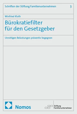 Abbildung von Kluth | Bürokratiefilter für den Gesetzgeber | 1. Auflage | 2025 | 3 | beck-shop.de