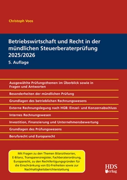 Abbildung von Voos | Betriebswirtschaft und Recht in der mündlichen Steuerberaterprüfung 2025/2026 | 5. Auflage | 2025 | beck-shop.de