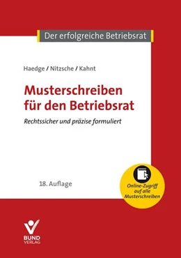 Abbildung von Nitzsche / Kahnt | Musterschreiben für den Betriebsrat | 18. Auflage | 2025 | beck-shop.de