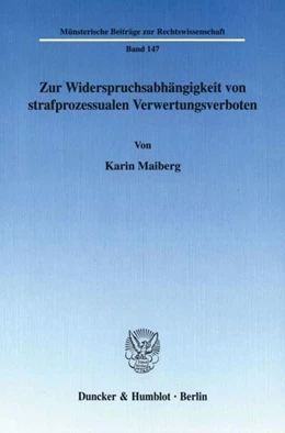 Abbildung von Maiberg | Zur Widerspruchsabhängigkeit von strafprozessualen Verwertungsverboten. | 1. Auflage | 2003 | beck-shop.de