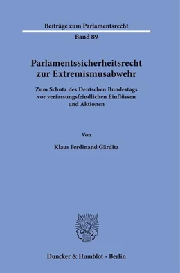 Abbildung von Gärditz | Parlamentssicherheitsrecht zur Extremismusabwehr | 1. Auflage | 2025 | beck-shop.de