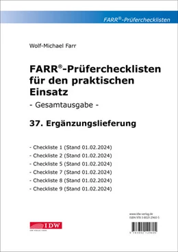 Abbildung von Farr | Farr, Prüfercheckl. 37. Erg.Lief. z. Grundwerk, inkl. CL 1, 2, 5, 7, 8 und 9 | 1. Auflage | 2024 | beck-shop.de