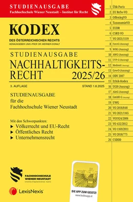 Abbildung von Doralt | KODEX Nachhaltigkeitsrecht (FH Wr. Neustadt) 2025/26 - inkl. App | 3. Auflage | 2025 | beck-shop.de