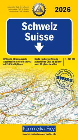 Abbildung von Kümmerly+Frey Strassenkarte ACS Schweiz 2026 1:275.000 | 17. Auflage | 2025 | beck-shop.de
