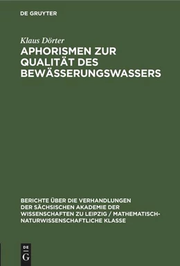 Abbildung von Dörter | Aphorismen zur Qualität des Bewässerungswassers | 1. Auflage | 2022 | beck-shop.de