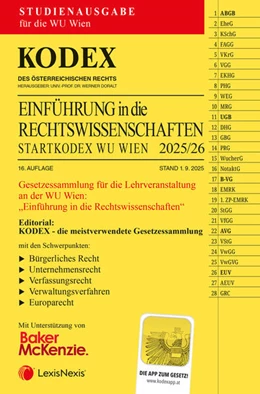Abbildung von Doralt | KODEX Einführung in die Rechtswissenschaften WU 2025/26 - inkl. App | 16. Auflage | 2025 | beck-shop.de