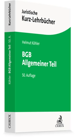 Abbildung von Köhler | BGB Allgemeiner Teil | 50. Auflage | 2026 | beck-shop.de