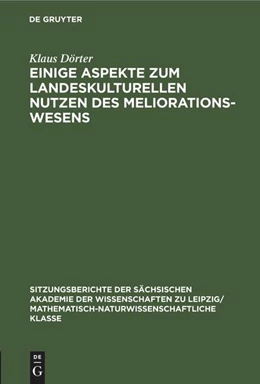 Abbildung von Dörter | Einige Aspekte zum landeskulturellen Nutzen des Meliorationswesens | 1. Auflage | 2022 | beck-shop.de