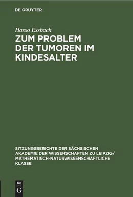 Abbildung von Essbach | Zum Problem der Tumoren im Kindesalter | 1. Auflage | 2022 | beck-shop.de