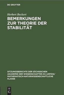 Abbildung von Beckert | Bemerkungen zur Theorie der Stabilität | 1. Auflage | 2022 | beck-shop.de