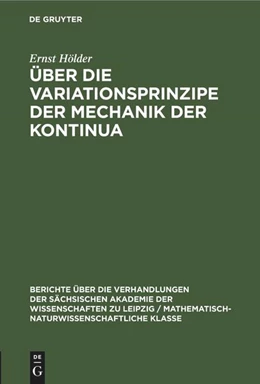 Abbildung von Hölder | Über die Variationsprinzipe der Mechanik der Kontinua | 1. Auflage | 2022 | beck-shop.de