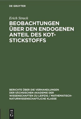 Abbildung von Strack | Beobachtungen über den endogenen Anteil des Kot-Stickstoffs | 1. Auflage | 2022 | beck-shop.de